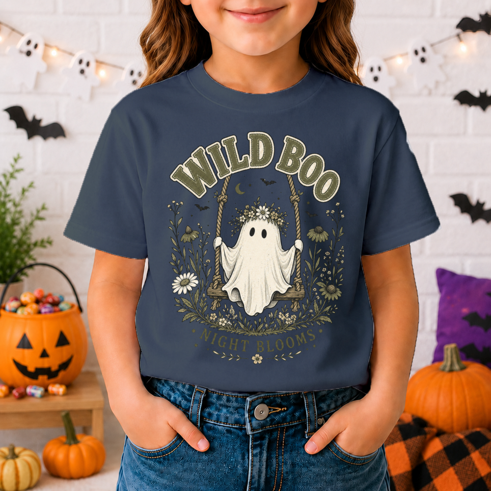 Wild Boo Night Blooms Ghost Youth T-Shirt
