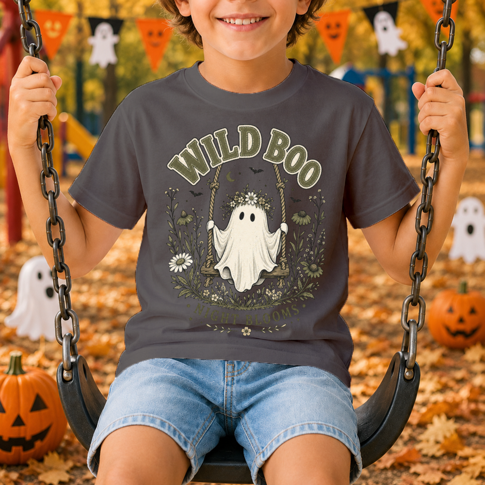 Wild Boo Night Blooms Ghost Youth T-Shirt
