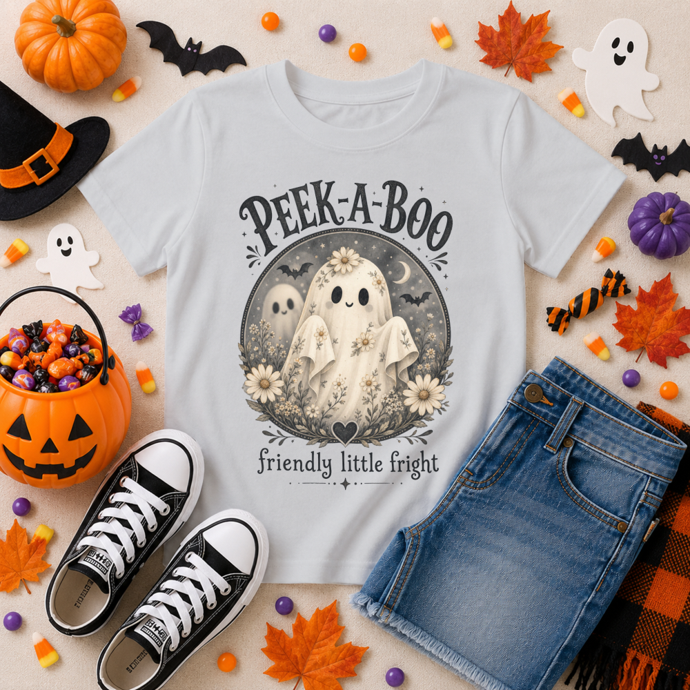 Peek-A-Boo Floral Ghost Youth T-Shirt