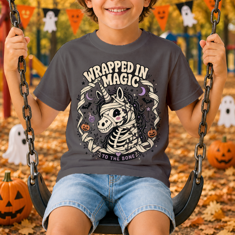 Wrapped in Magic Mummy Unicorn Youth T-Shirt