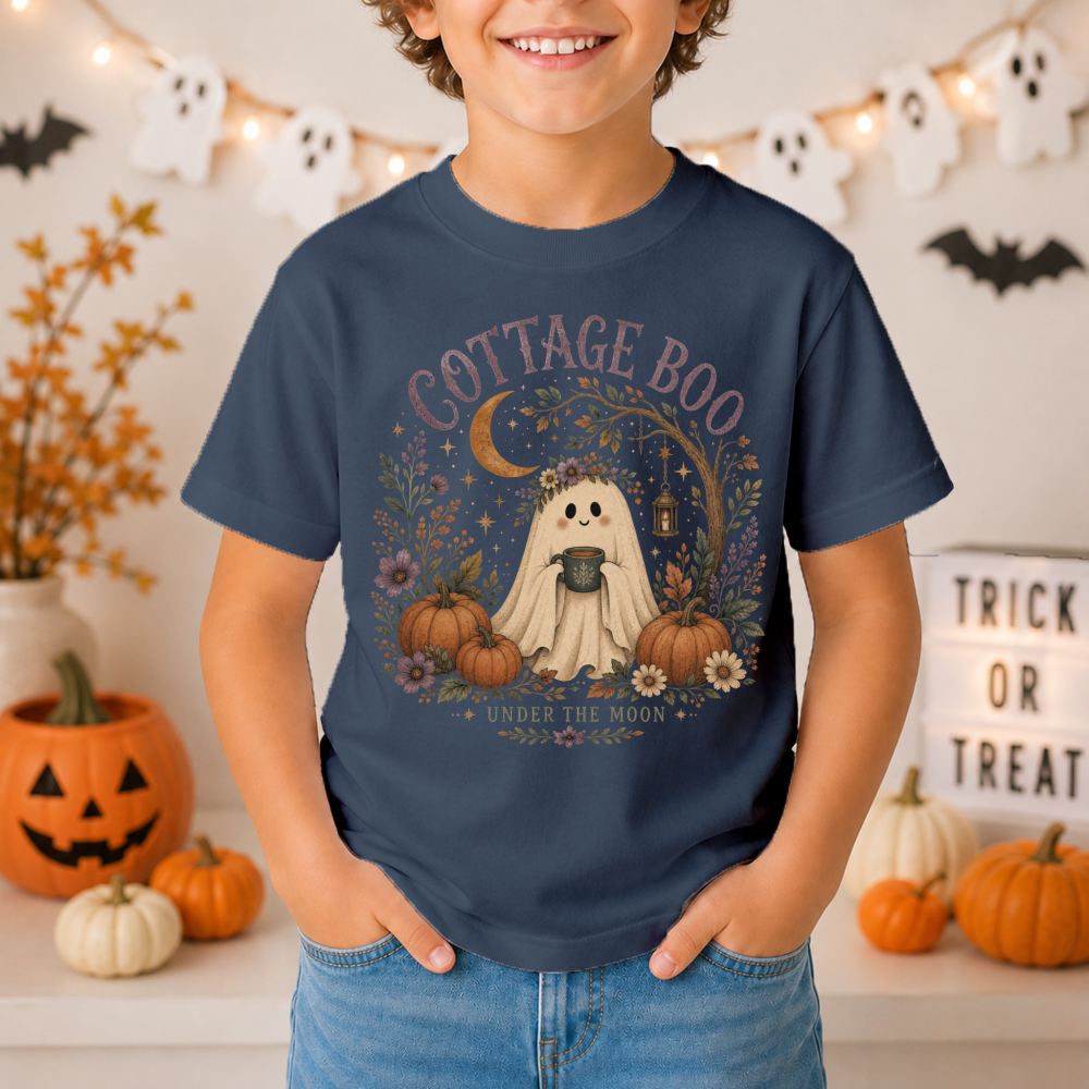 Cottage Boo Floral Ghost Youth T-Shirt