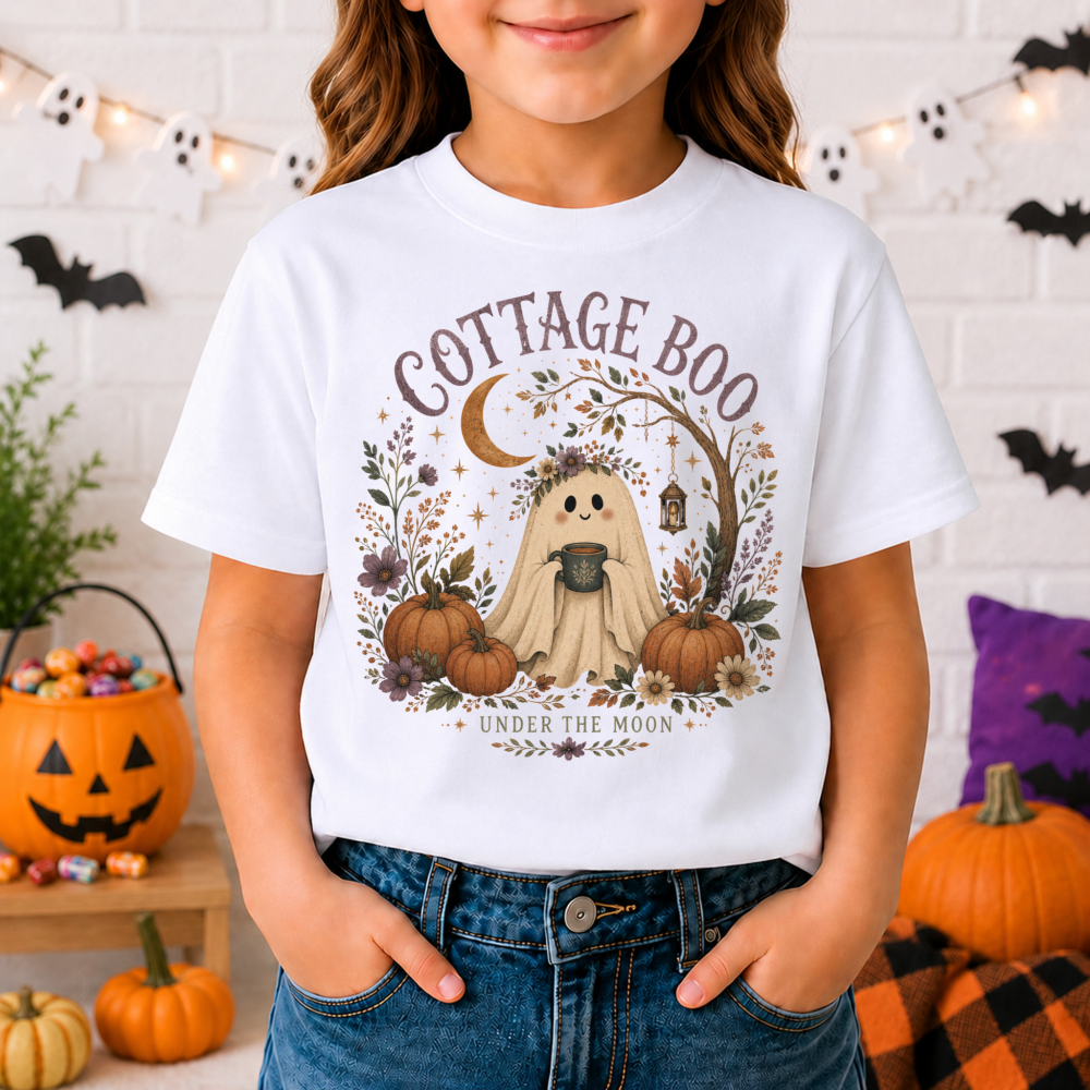 Cottage Boo Floral Ghost Youth T-Shirt