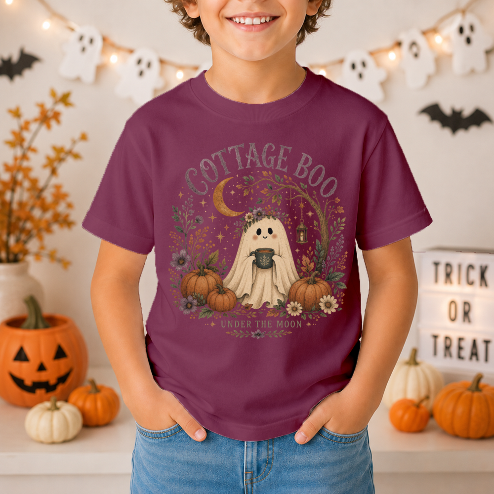 Cottage Boo Floral Ghost Youth T-Shirt