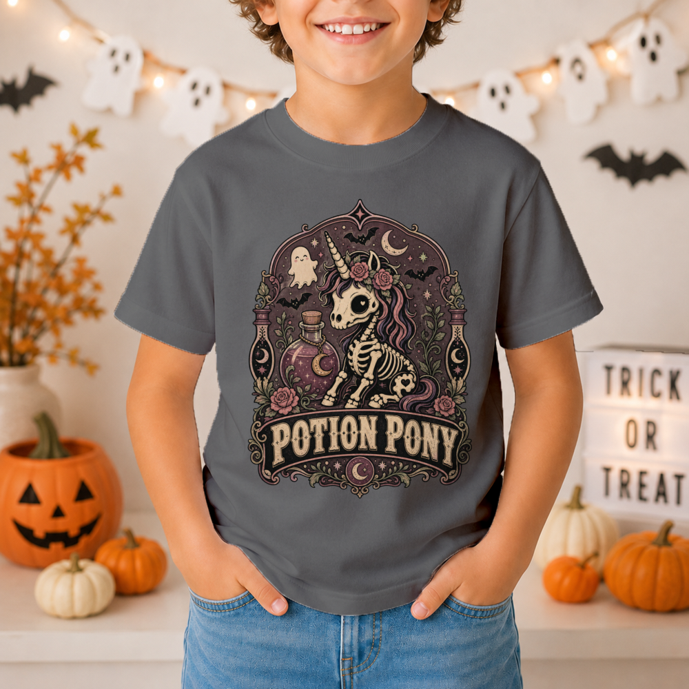 Skeletal Halloween Unicorn Youth T-Shirt