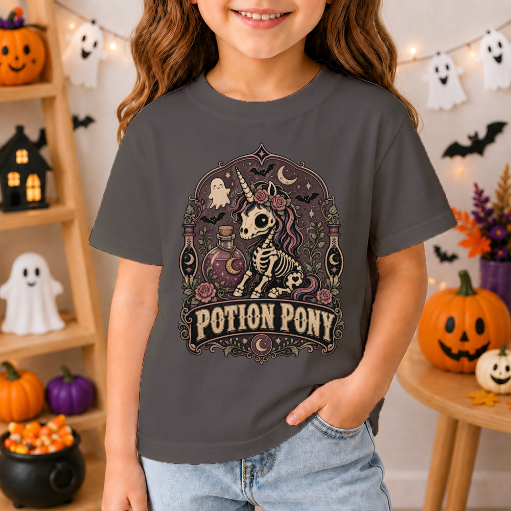 Skeletal Halloween Unicorn Youth T-Shirt