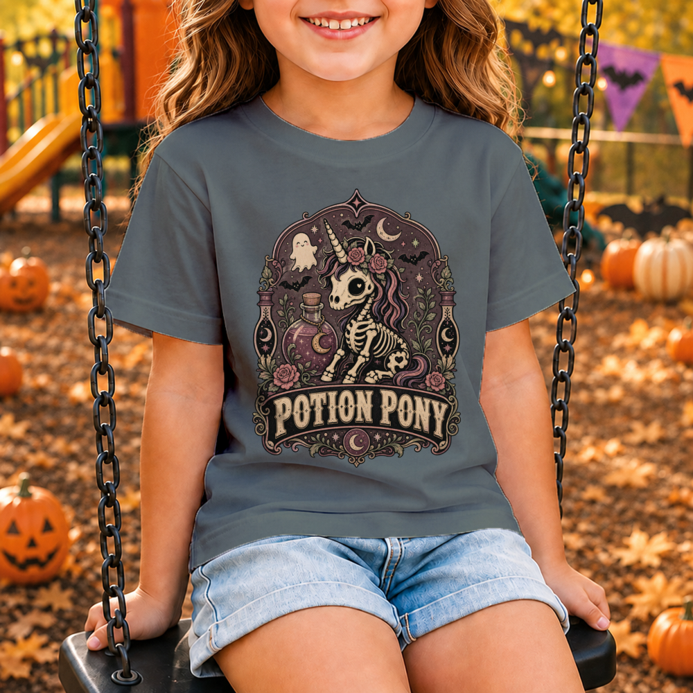 Skeletal Halloween Unicorn Youth T-Shirt