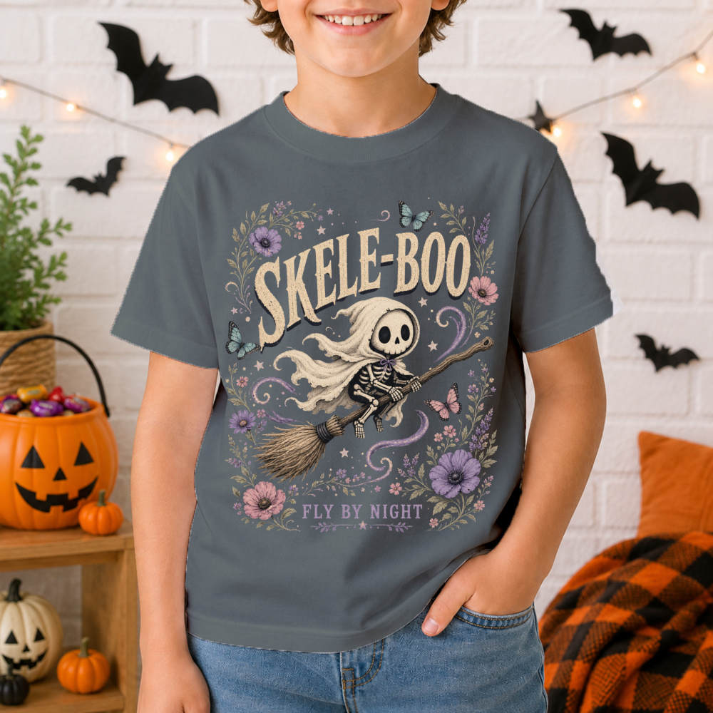 Skele-Boo Vintage Ghost Youth T-Shirt
