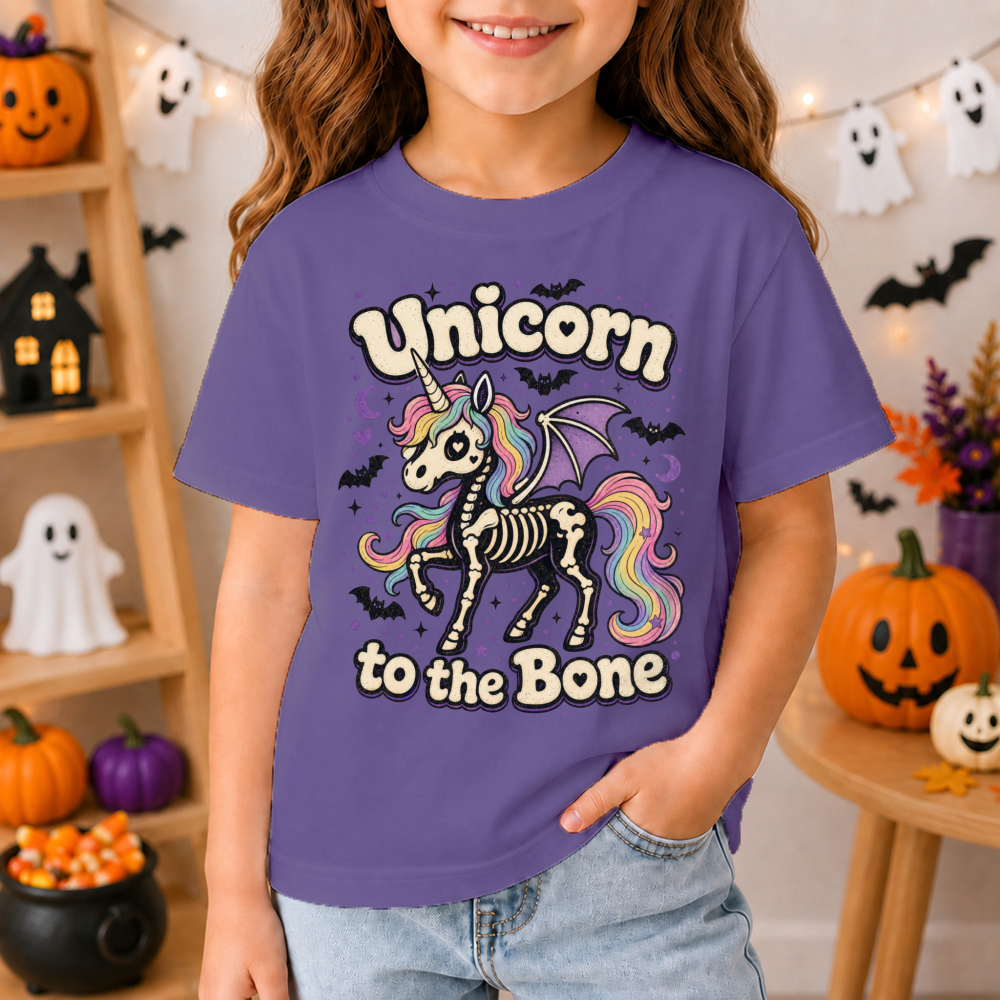 Unicorn to the Bone Skeleton Unicorn Youth T-Shirt