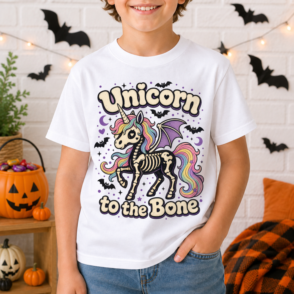 Unicorn to the Bone Skeleton Unicorn Youth T-Shirt