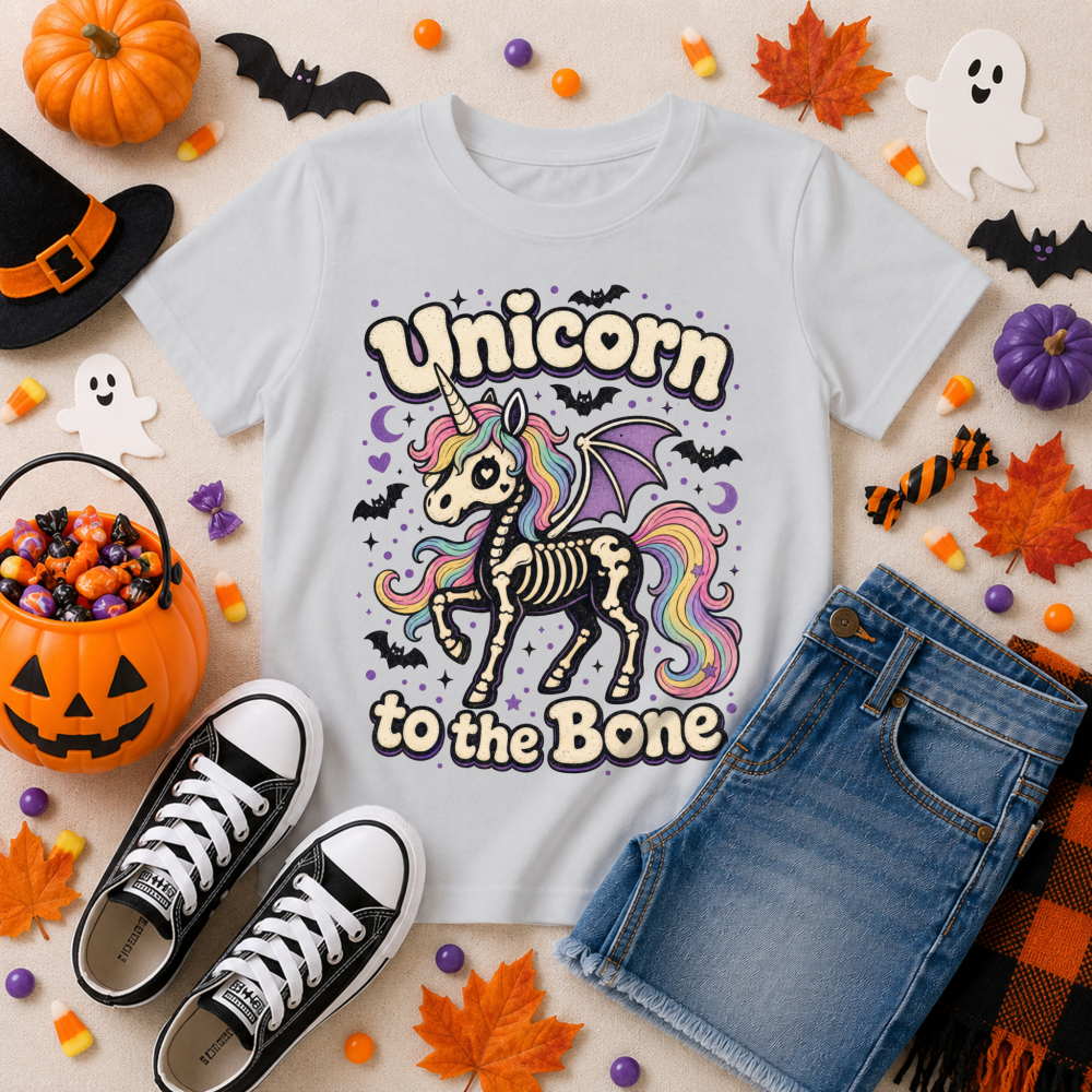 Unicorn to the Bone Skeleton Unicorn Youth T-Shirt
