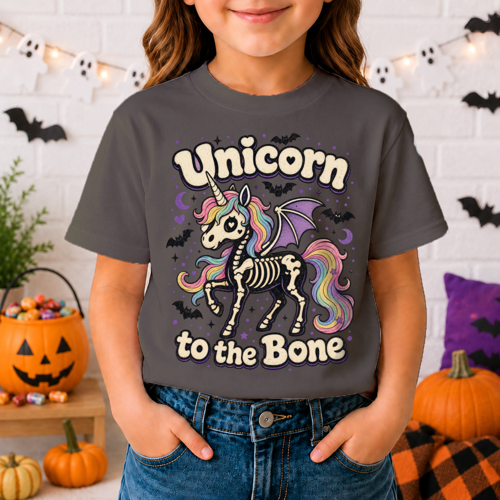 Unicorn to the Bone Skeleton Unicorn Youth T-Shirt