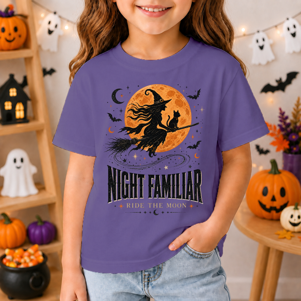 Night Familiar Witch Cat Youth T-Shirt