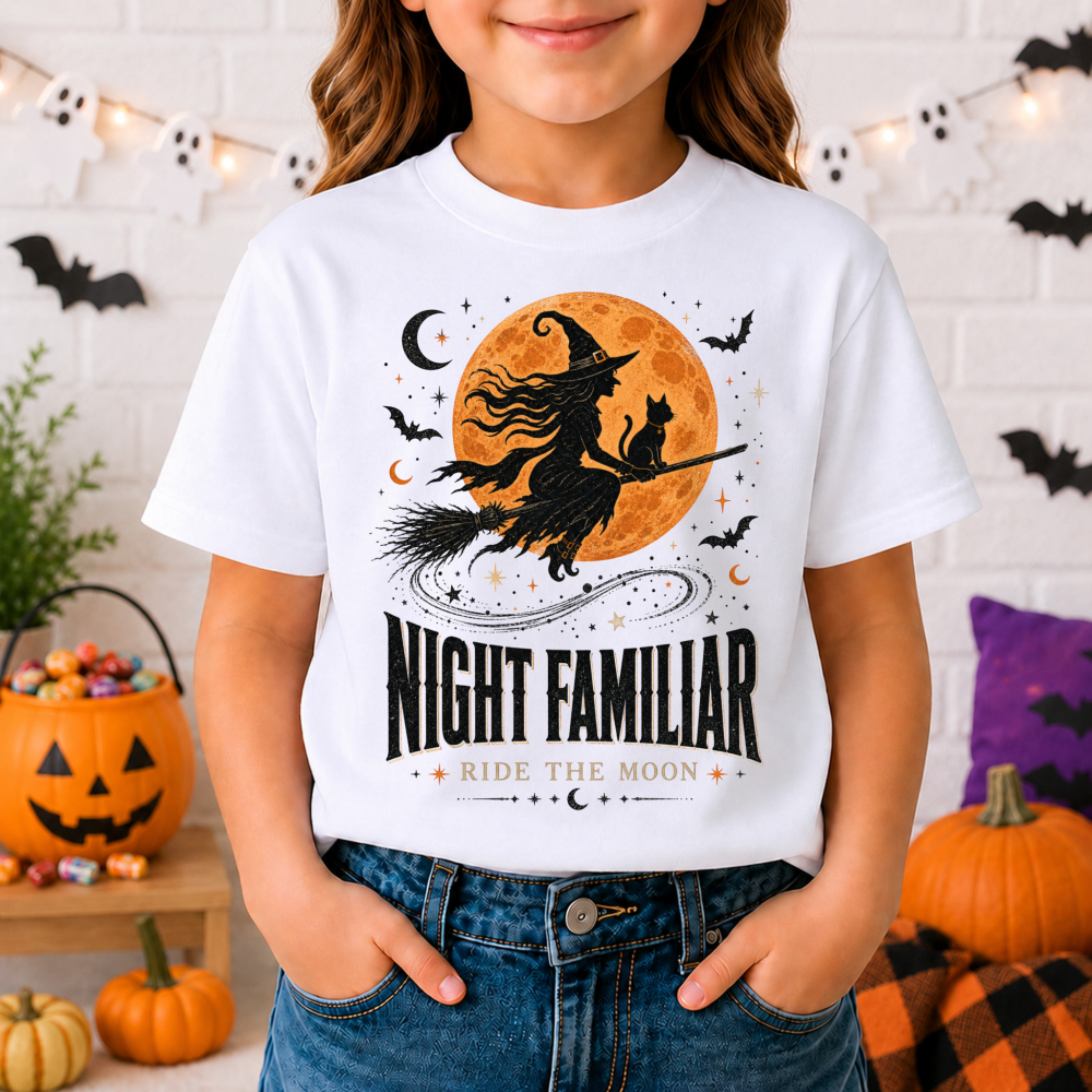 Night Familiar Witch Cat Youth T-Shirt