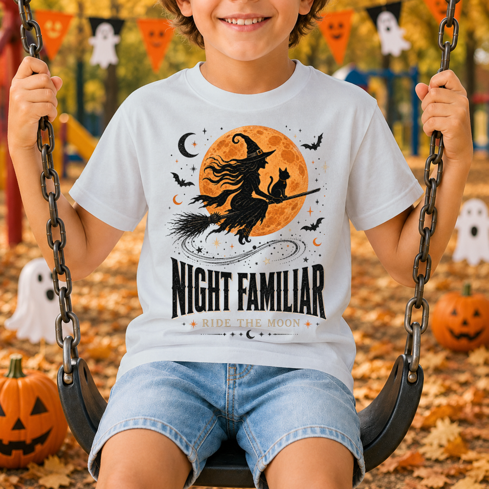 Night Familiar Witch Cat Youth T-Shirt