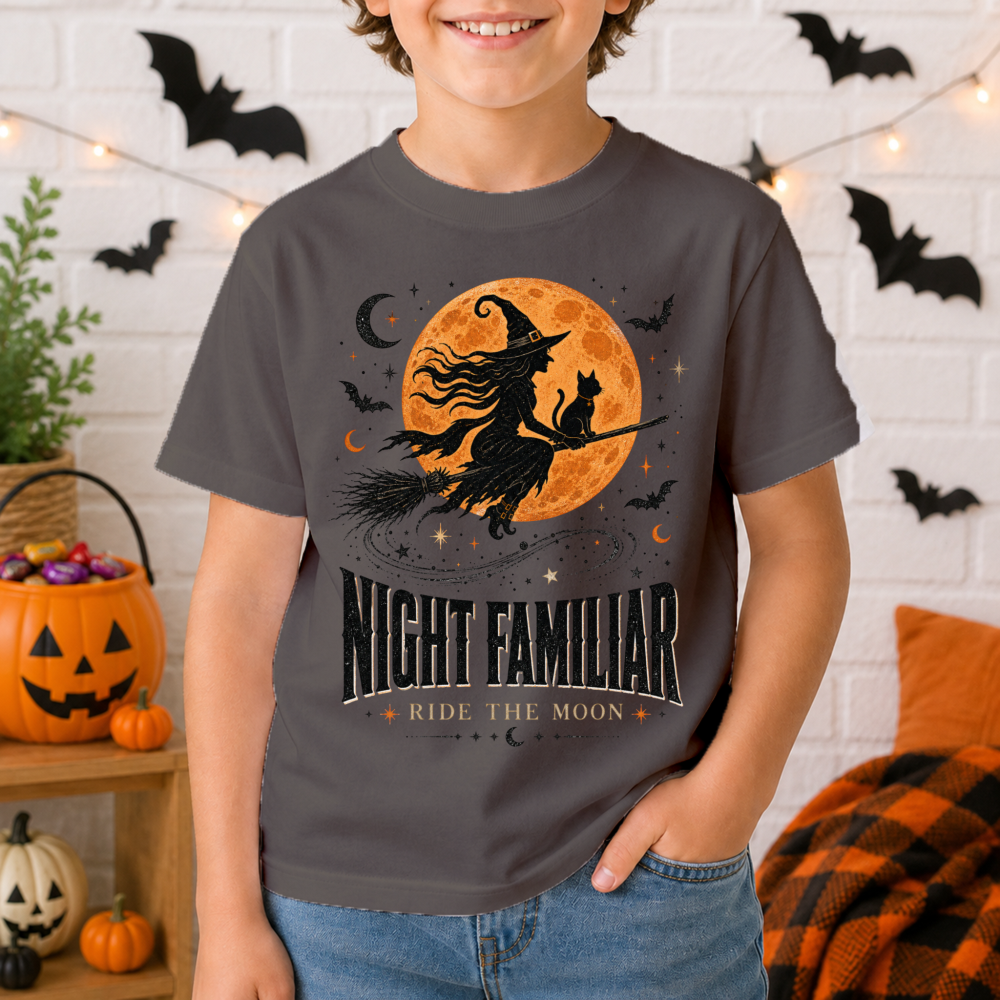 Night Familiar Witch Cat Youth T-Shirt