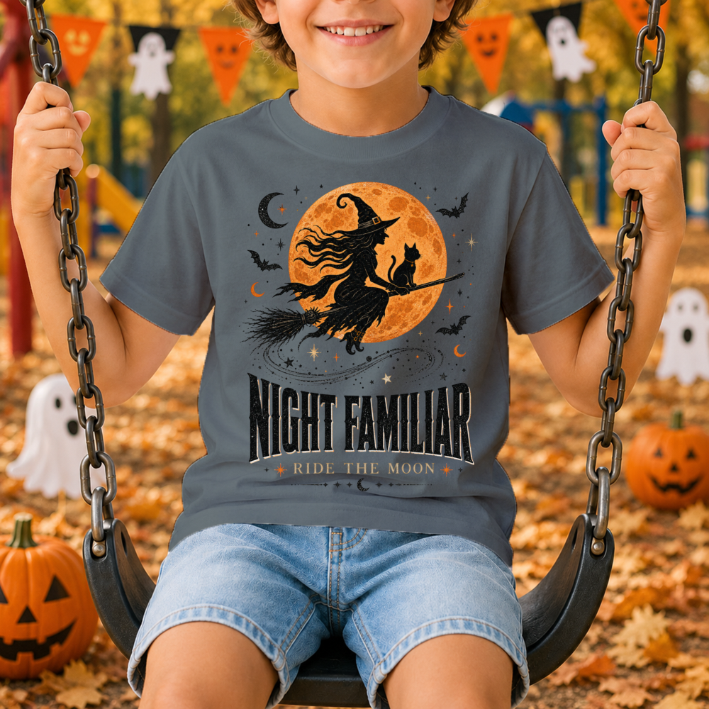 Night Familiar Witch Cat Youth T-Shirt