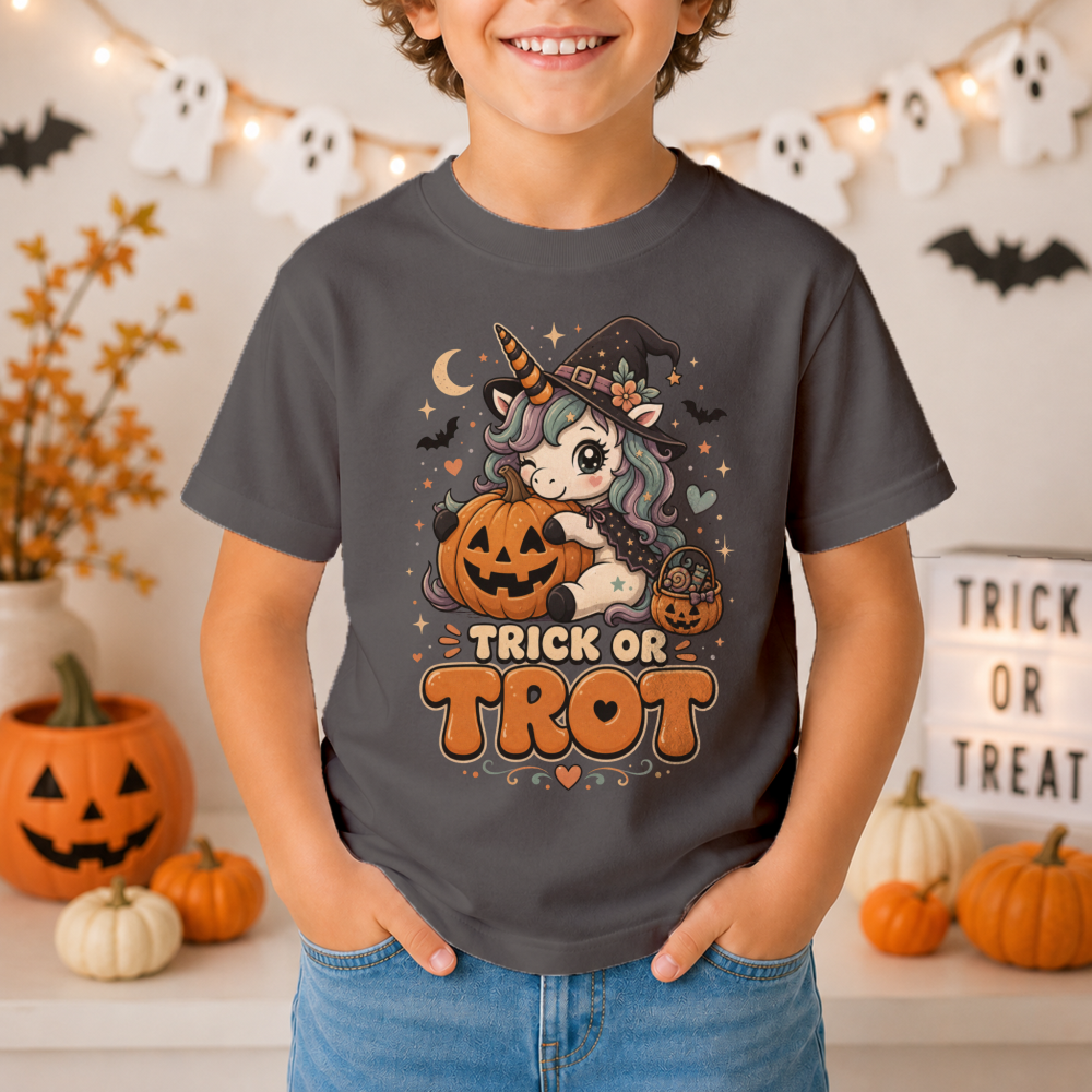 Trick Or Trot Witch Unicorn Youth T-Shirt