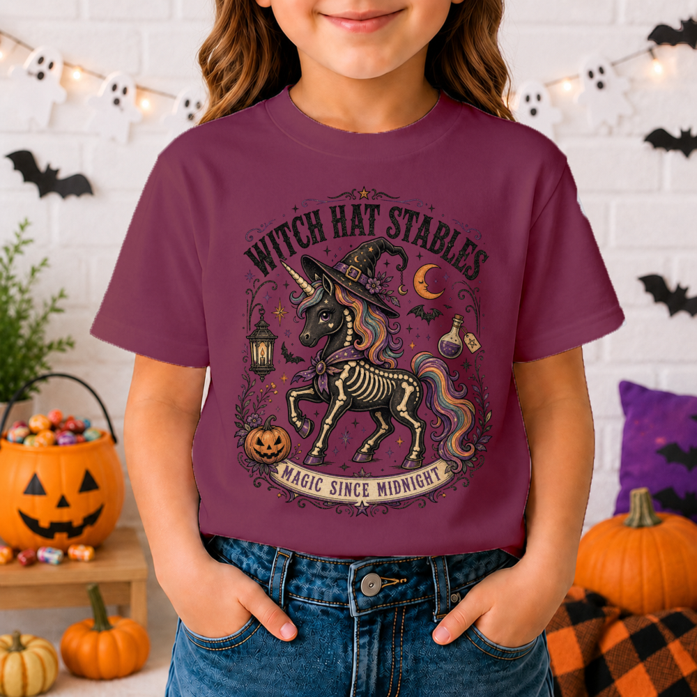 Witch Hat Stables Halloween Unicorn Youth T-Shirt