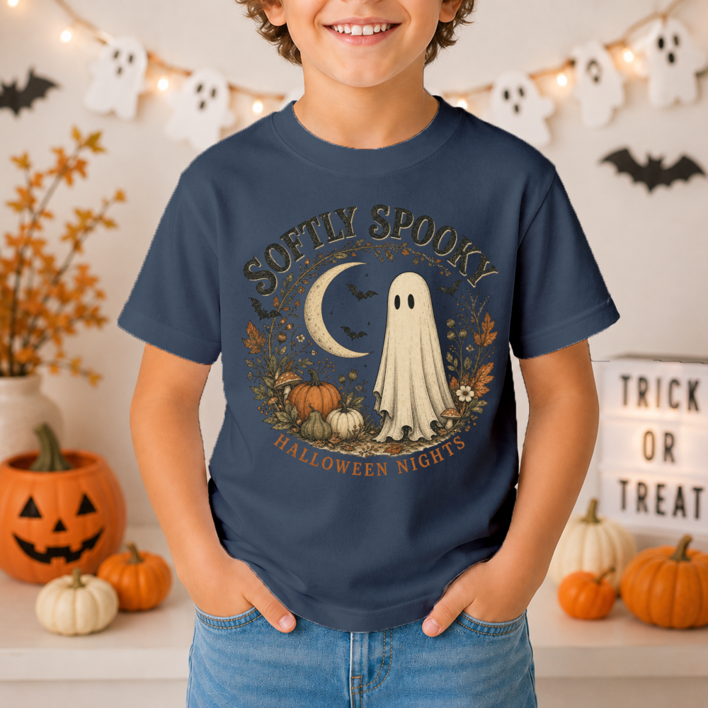 Vintage Halloween Ghost Black Youth T-Shirt
