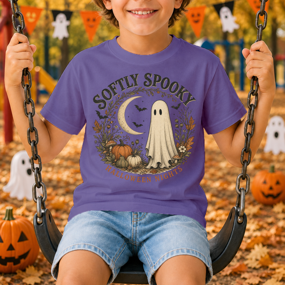 Vintage Halloween Ghost Black Youth T-Shirt