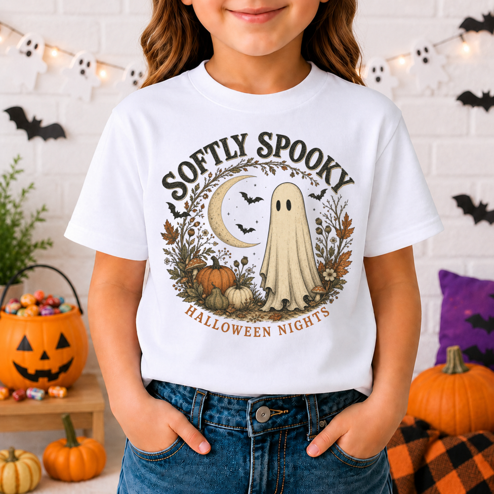 Vintage Halloween Ghost Black Youth T-Shirt