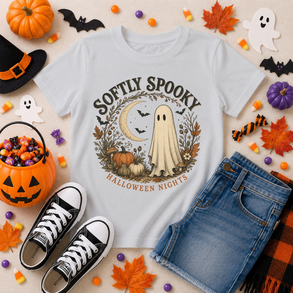 Vintage Halloween Ghost Black Youth T-Shirt