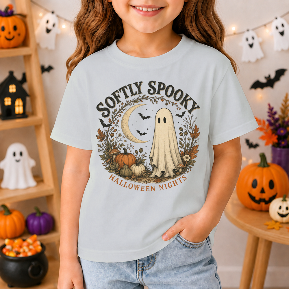 Vintage Halloween Ghost Black Youth T-Shirt