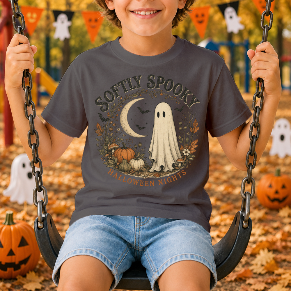 Vintage Halloween Ghost Black Youth T-Shirt