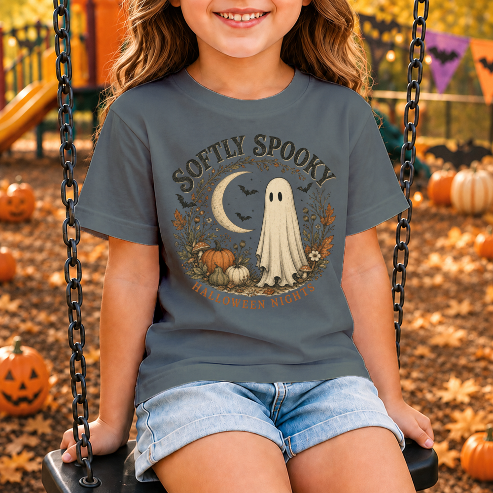 Vintage Halloween Ghost Black Youth T-Shirt