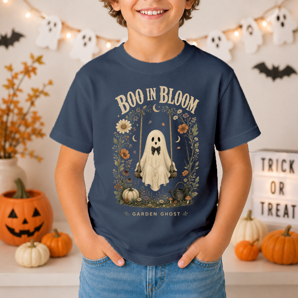 Boo In Bloom Vintage Ghost Youth T-Shirt