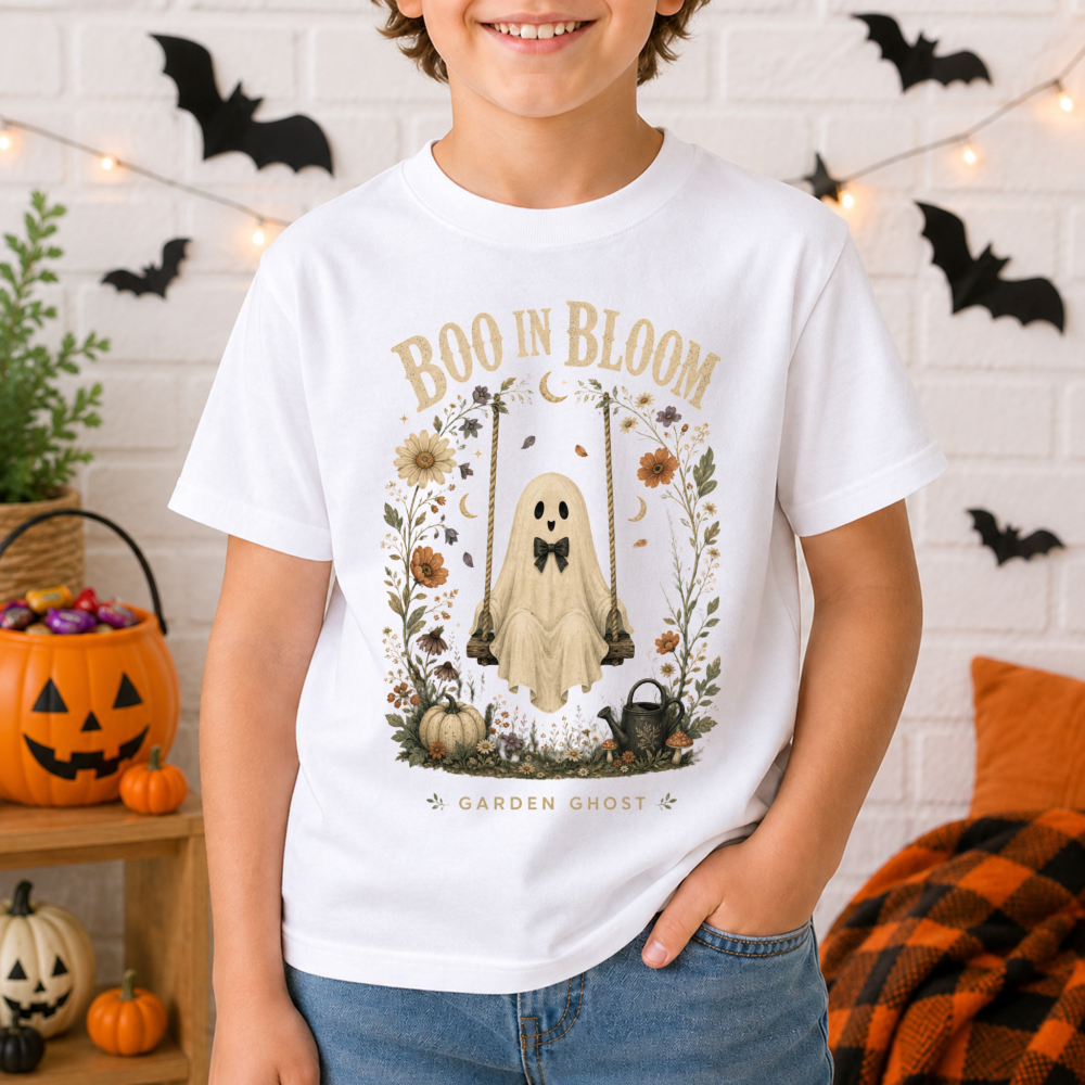 Boo In Bloom Vintage Ghost Youth T-Shirt