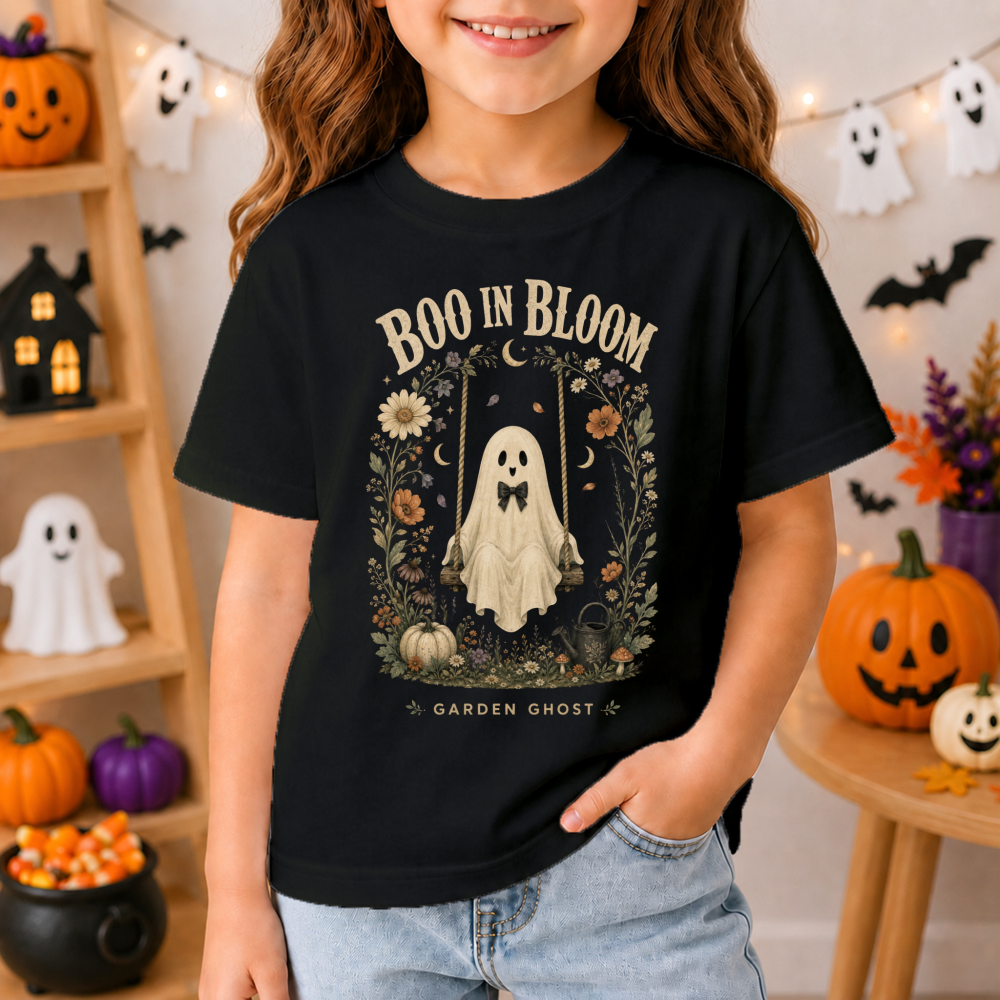 Boo In Bloom Vintage Ghost Youth T-Shirt