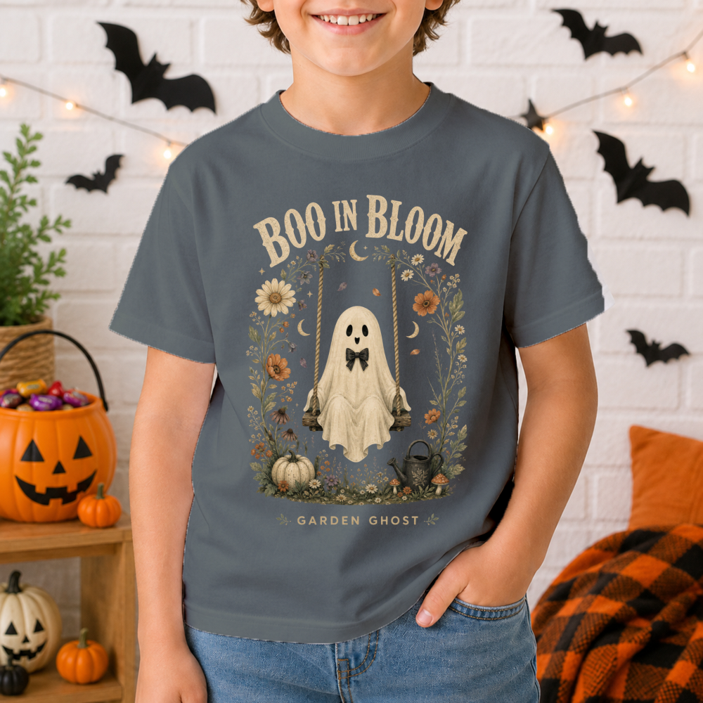 Boo In Bloom Vintage Ghost Youth T-Shirt