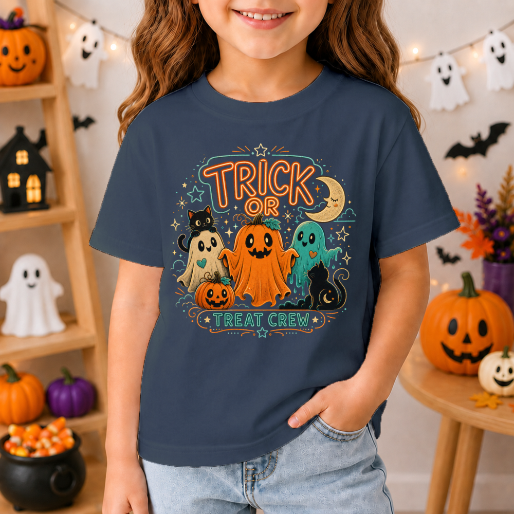 Trick Or Treat Crew Neon Ghost Kids T-Shirt