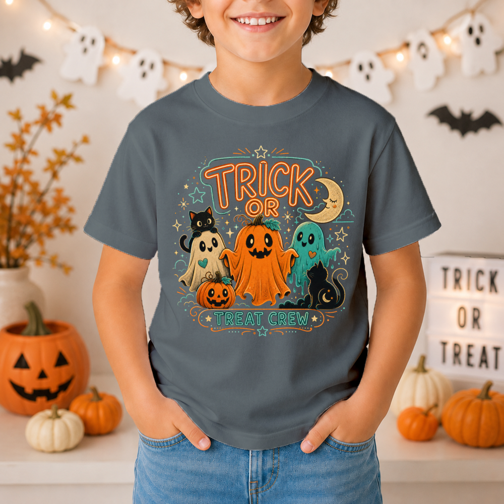 Trick Or Treat Crew Neon Ghost Kids T-Shirt
