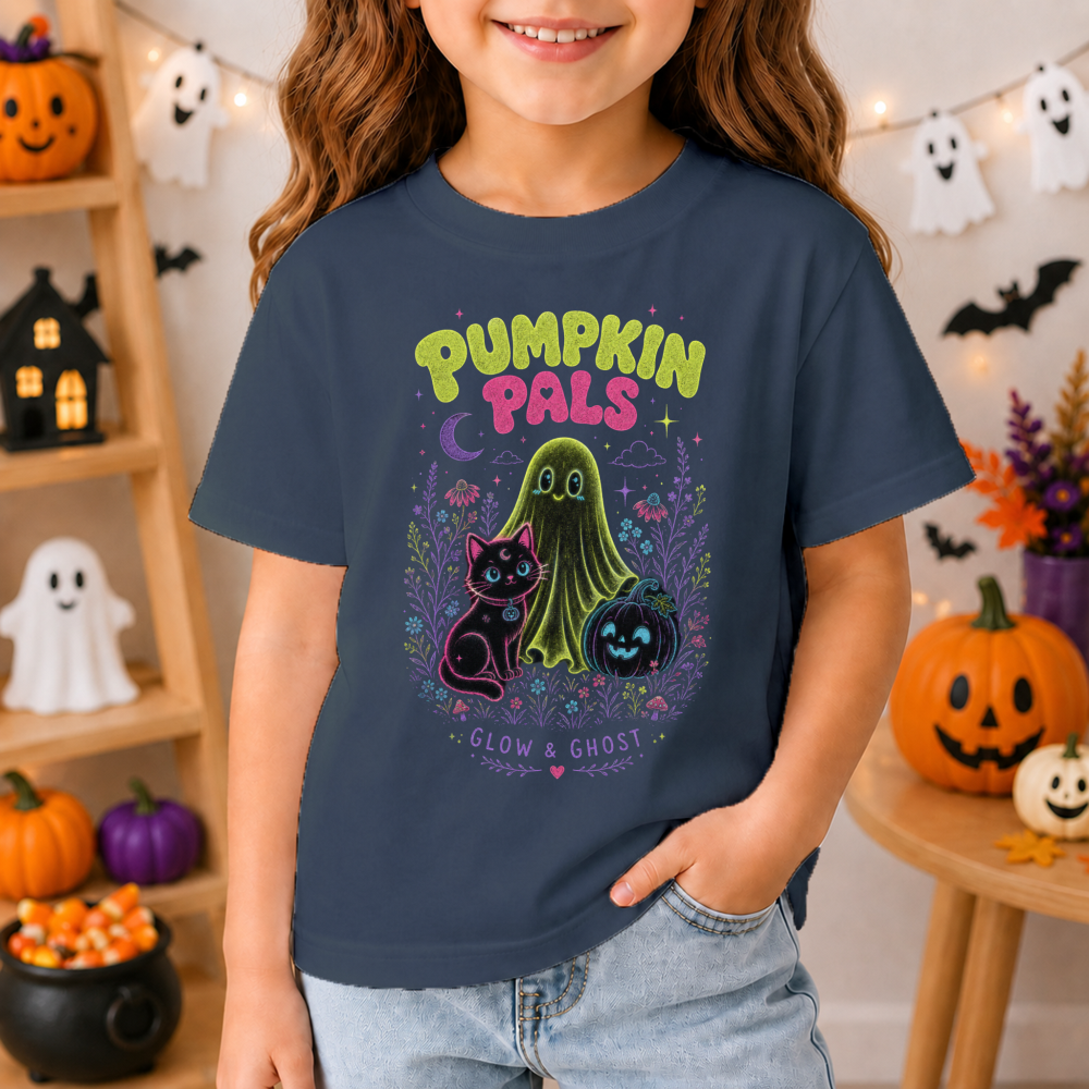 Cute Halloween Ghost Cat Black Youth T-Shirt