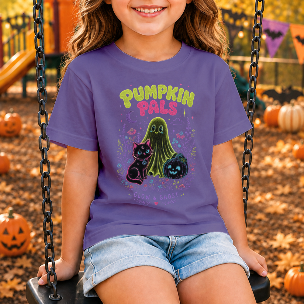 Cute Halloween Ghost Cat Black Youth T-Shirt