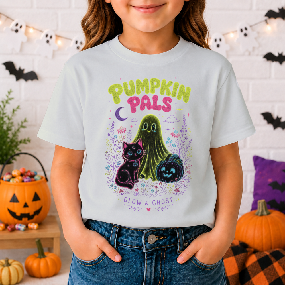 Cute Halloween Ghost Cat Black Youth T-Shirt