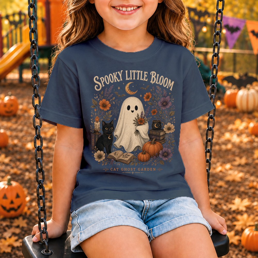 Spooky Little Bloom Vintage Ghost Youth T-Shirt
