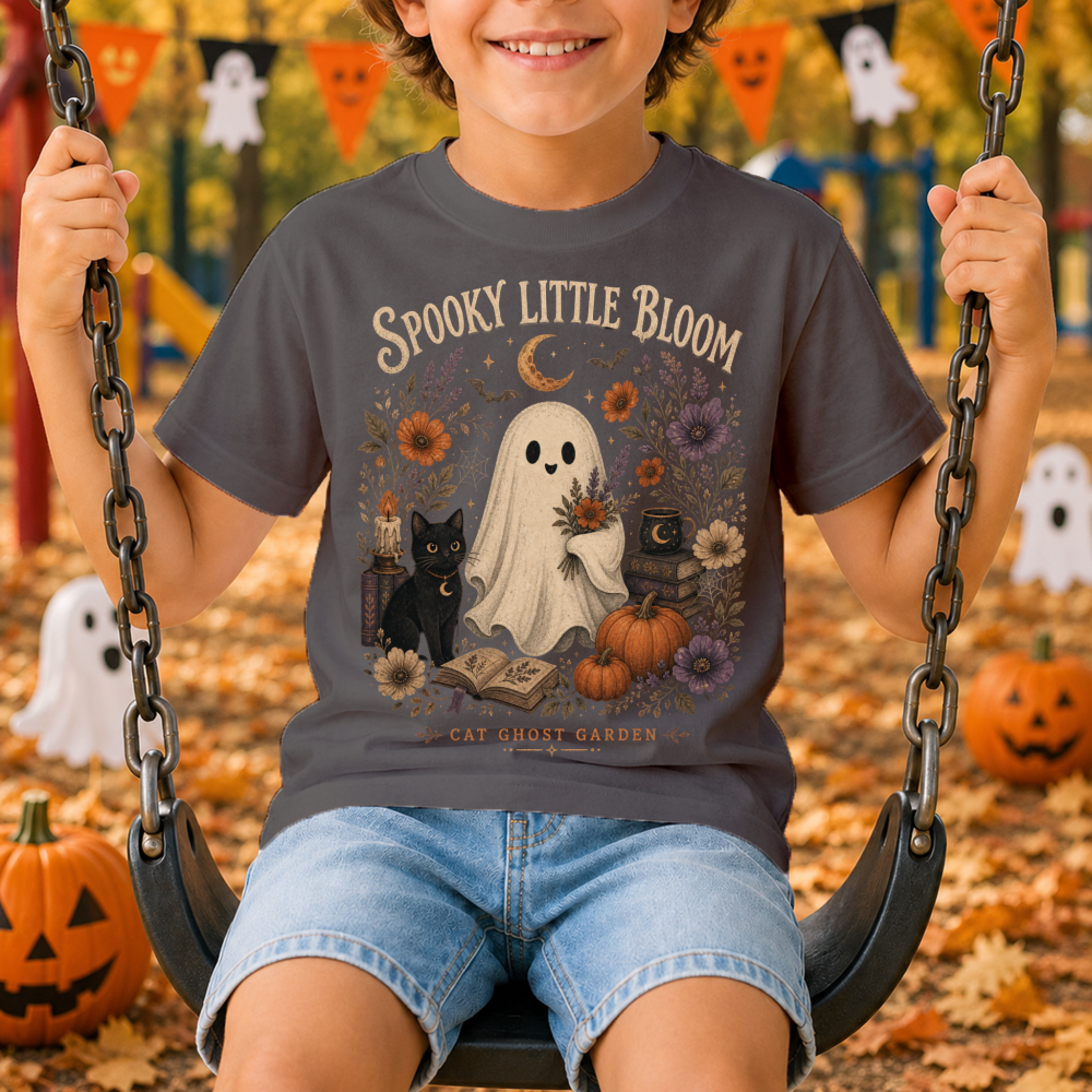 Spooky Little Bloom Vintage Ghost Youth T-Shirt