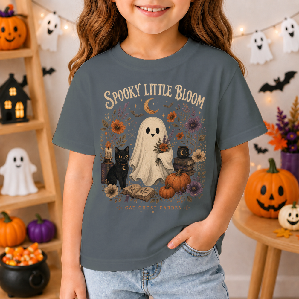 Spooky Little Bloom Vintage Ghost Youth T-Shirt