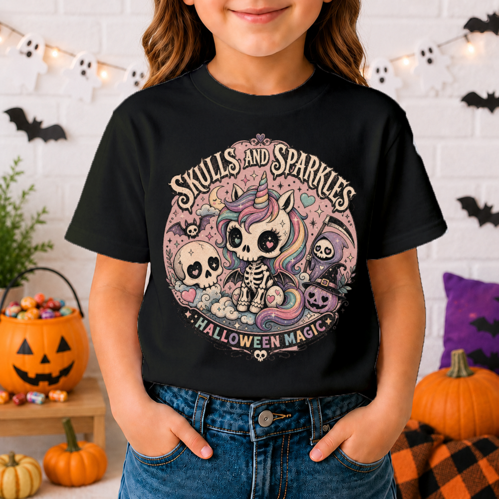 Pastel Goth Skull Unicorn Youth T-Shirt