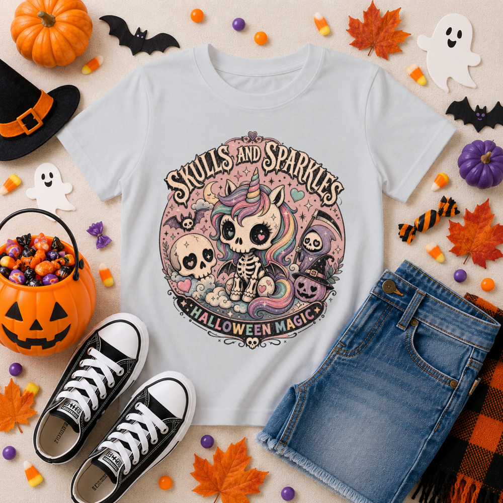 Pastel Goth Skull Unicorn Youth T-Shirt