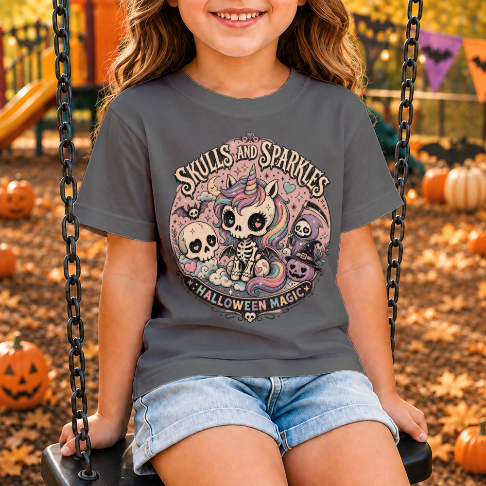 Pastel Goth Skull Unicorn Youth T-Shirt