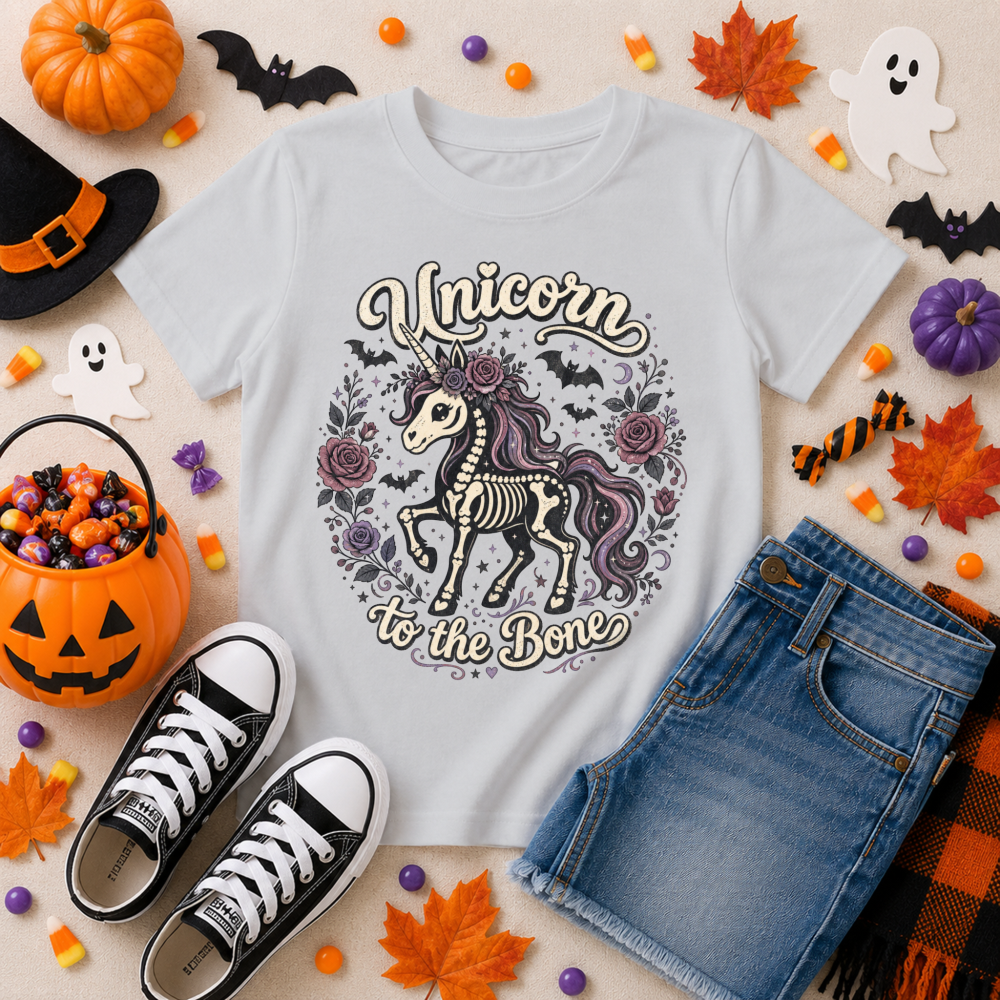 Unicorn to the Bone Skeleton Youth T-Shirt