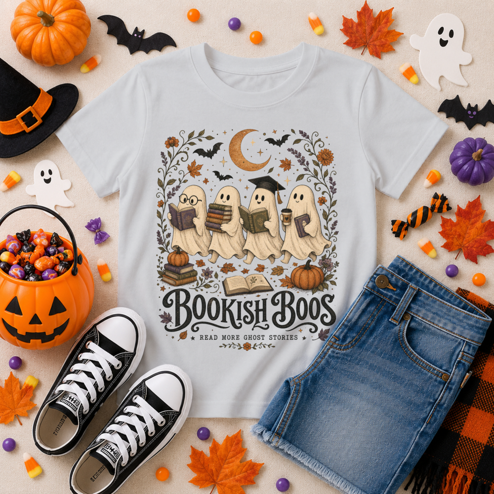 Bookish Boos Vintage Ghost Youth T-Shirt