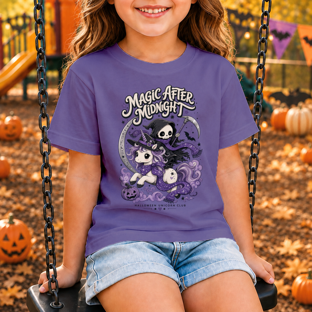 Magic After Midnight Halloween Unicorn Youth T-Shirt