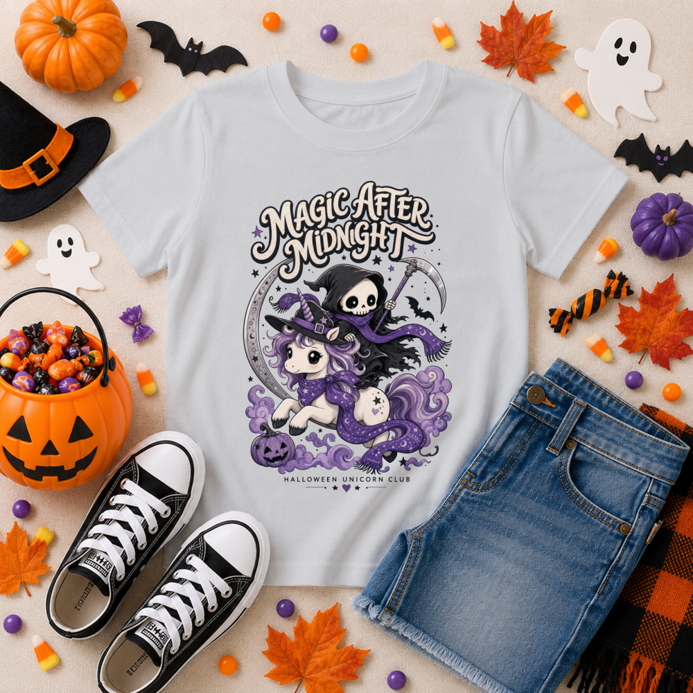 Magic After Midnight Halloween Unicorn Youth T-Shirt