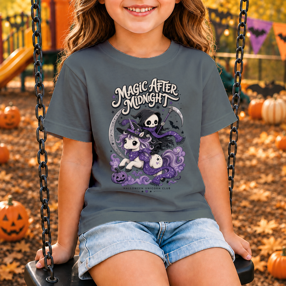 Magic After Midnight Halloween Unicorn Youth T-Shirt