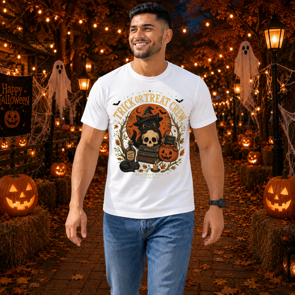 Trick-or-Treat Crew Vintage Cat T-Shirt